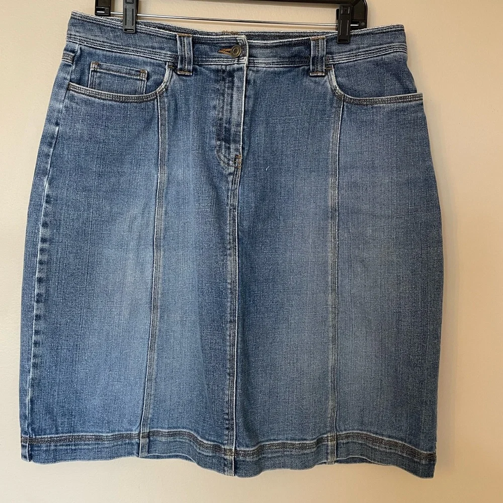Vintage Y2K Talbots Blue Jean Denim Mini Skirt Size 12